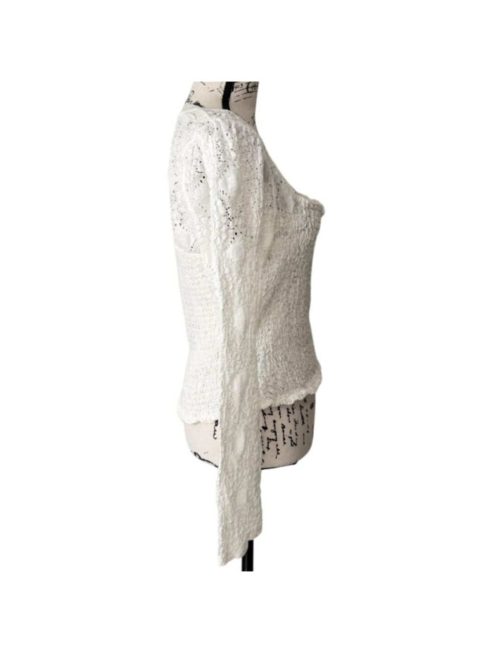 Free People Size L Top Milkmaid Lace Confection Square Neck Coquett White - Picture 3 of 9